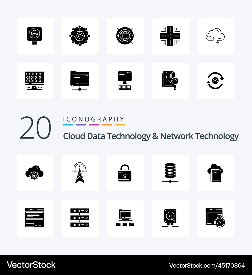20 cloud data technology and network vector image
