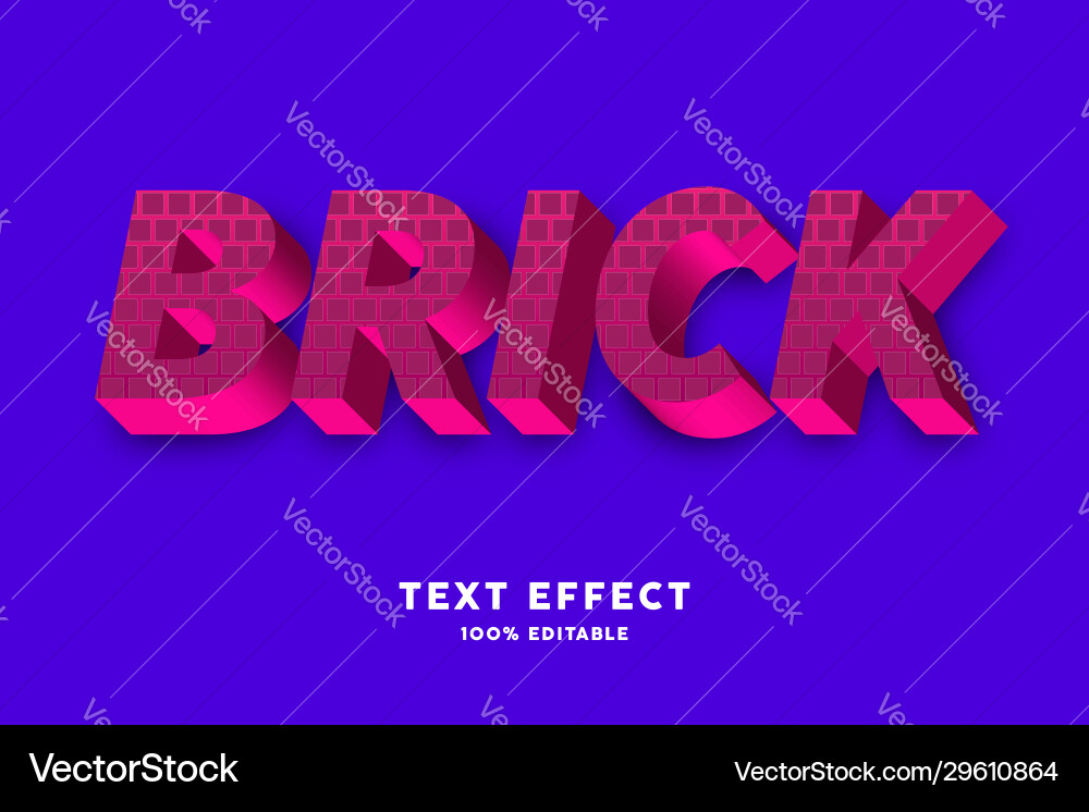 3d red bold with brick pattern style text effect Vector Image