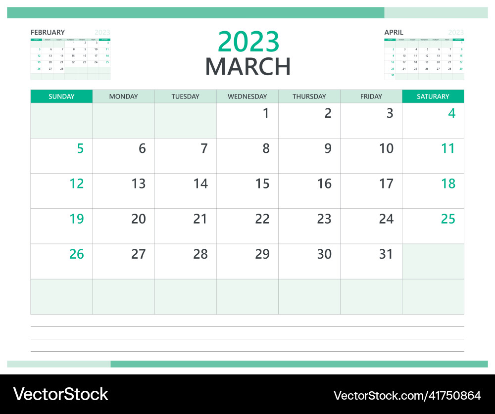Calendar 2023 template- march planner Calendar 2023 template- march planner vector image