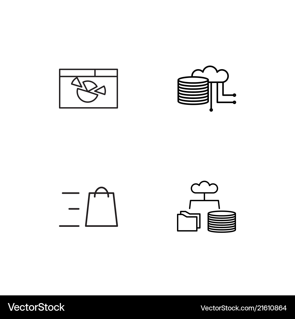 Data analytics linear icons set simple outline Vector Image