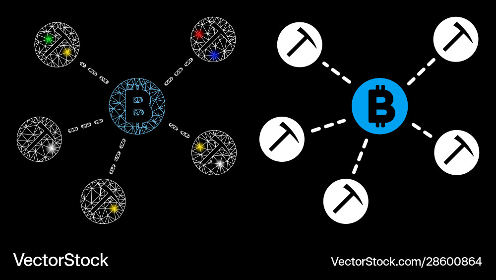 Flare mesh carcass bitcoin mining pool icon Flare mesh carcass bitcoin mining pool icon vector image