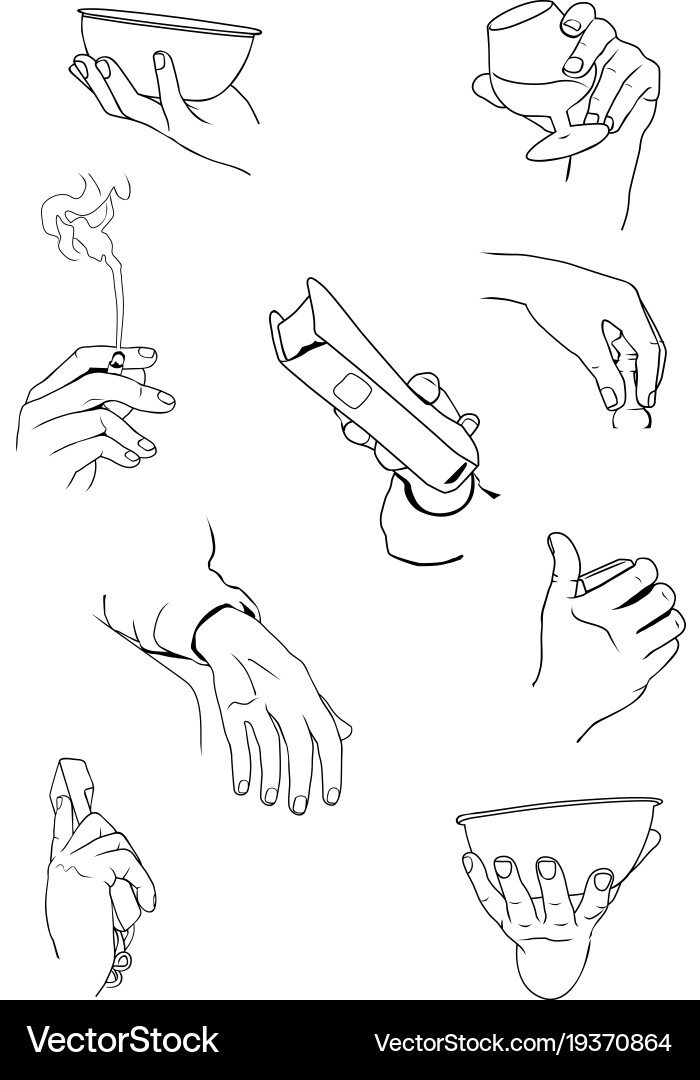 Hands with Various Objects vector image