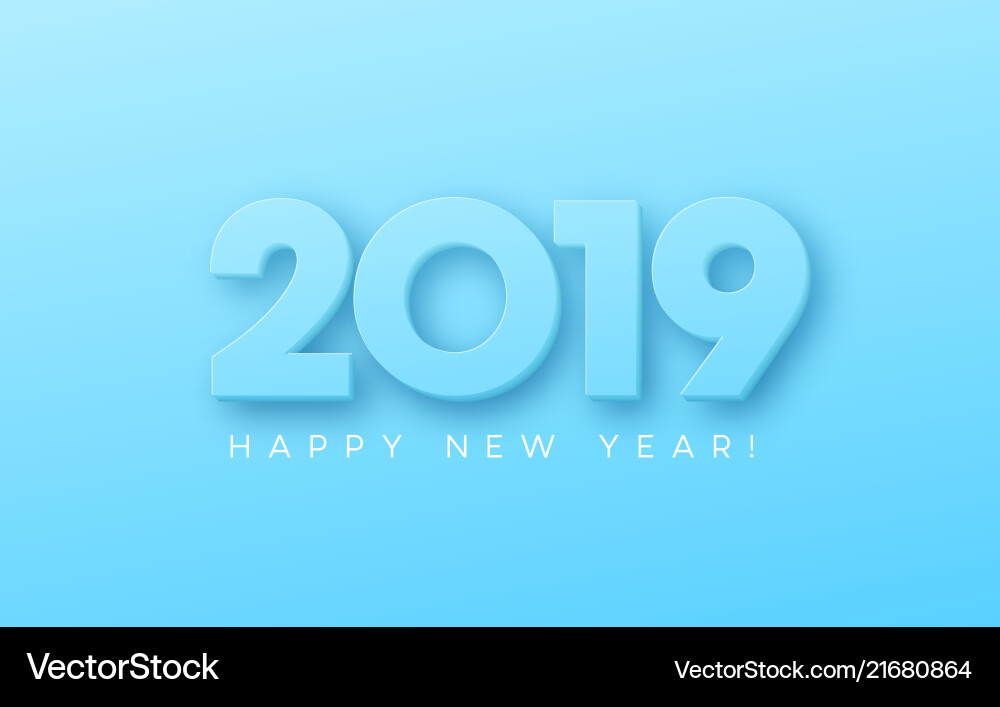Happy new year 2019 on blue background Happy new year 2019 on blue background vector image