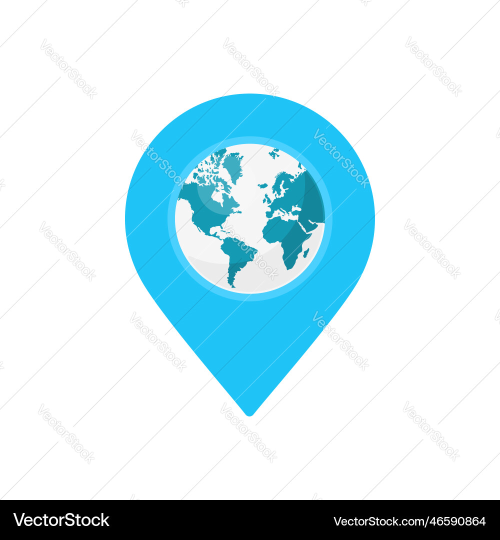 Location map pin pointer with earth globe inside Location map pin pointer with earth globe inside Vector Image