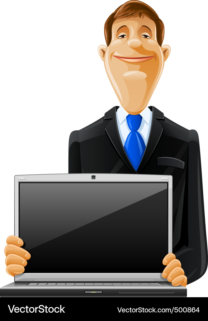 Man Using Laptop Computer Vector Image
