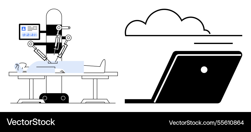 Robotic surgery and cloud computing Robotic surgery and cloud computing Vector Image