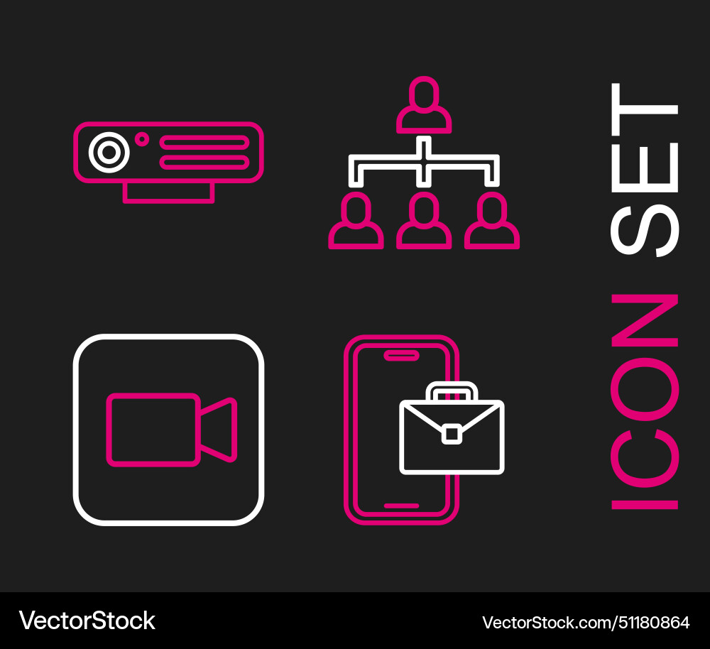 Set line freelancer camera hierarchy organogram Vector Image
