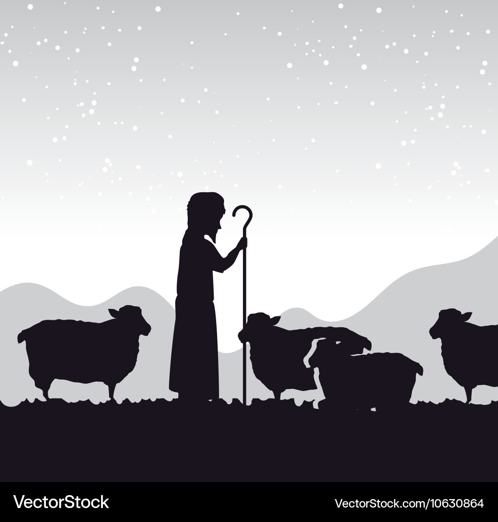 Sheep silhouette shepherd Vector Images \u0026 Graphics for Commercial Use |  VectorStock, image size:1000x1048