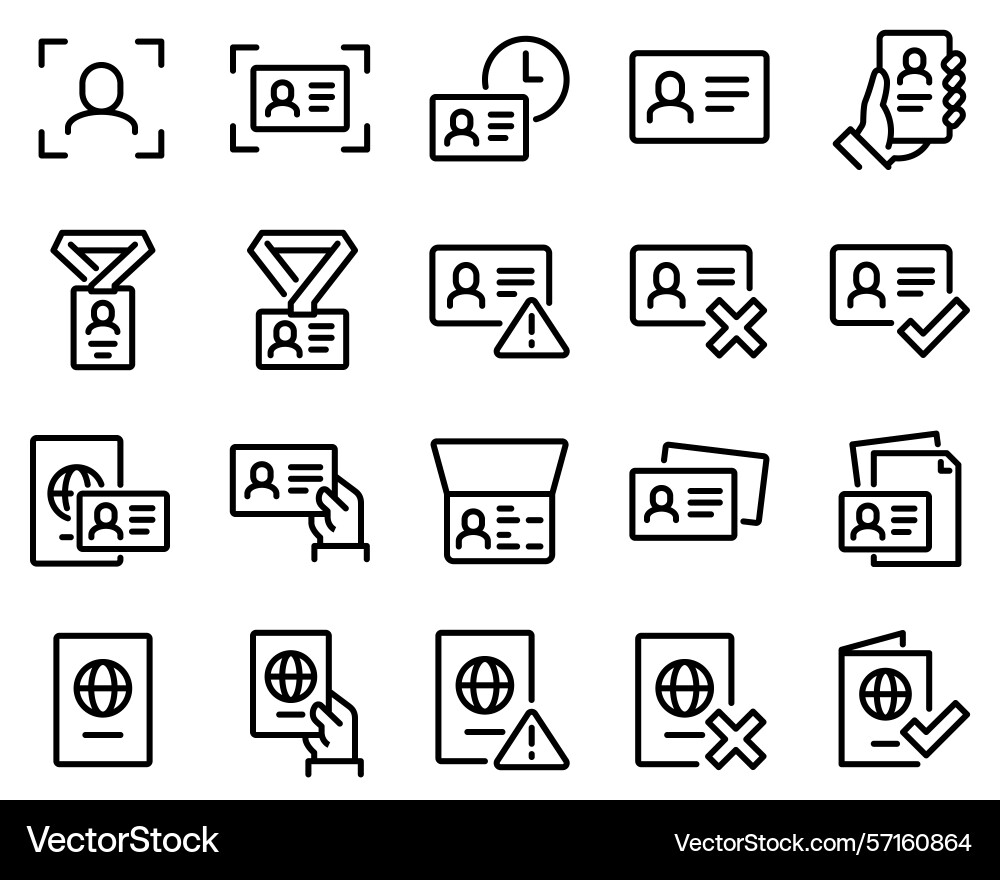 Simple set of id and verification related line Vector Image