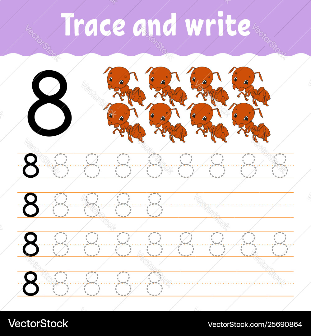 Trace and write handwriting practice learning Trace and write handwriting practice learning vector image