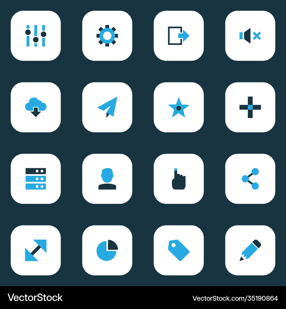 User icons colored set with resize add User icons colored set with resize add vector image