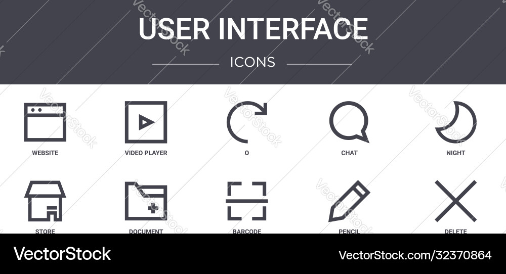 User interface concept line icons set contains User interface concept line icons set contains vector image