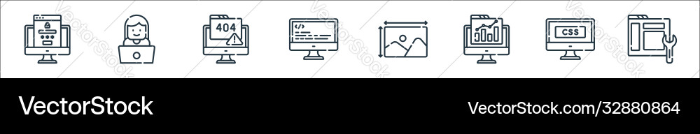 Web development line icons linear set quality Web development line icons linear set quality vector image