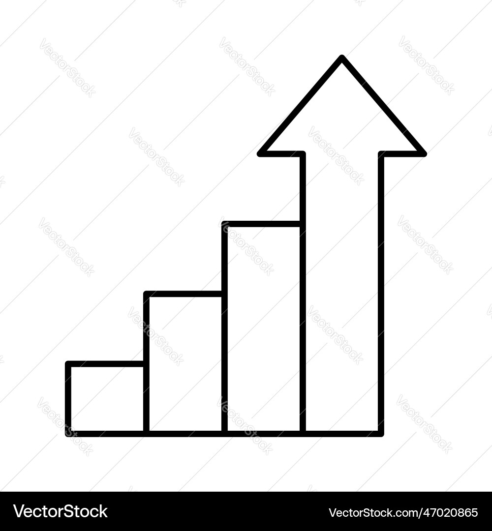 Arrow up diagram statistic button icon outline Vector Image