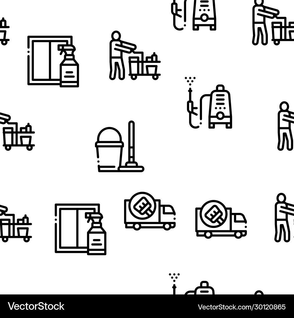 Cleaning service tool seamless pattern Cleaning service tool seamless pattern vector image