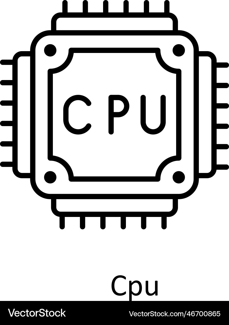 Cpu outline icons simple stock vector image