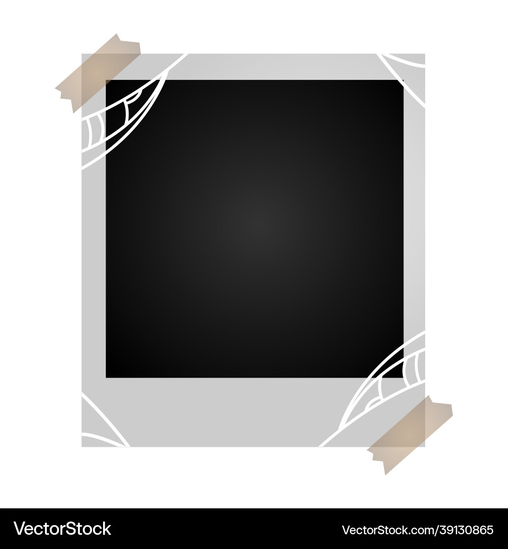 Empty polaroid photo frame with spider web Vector Image