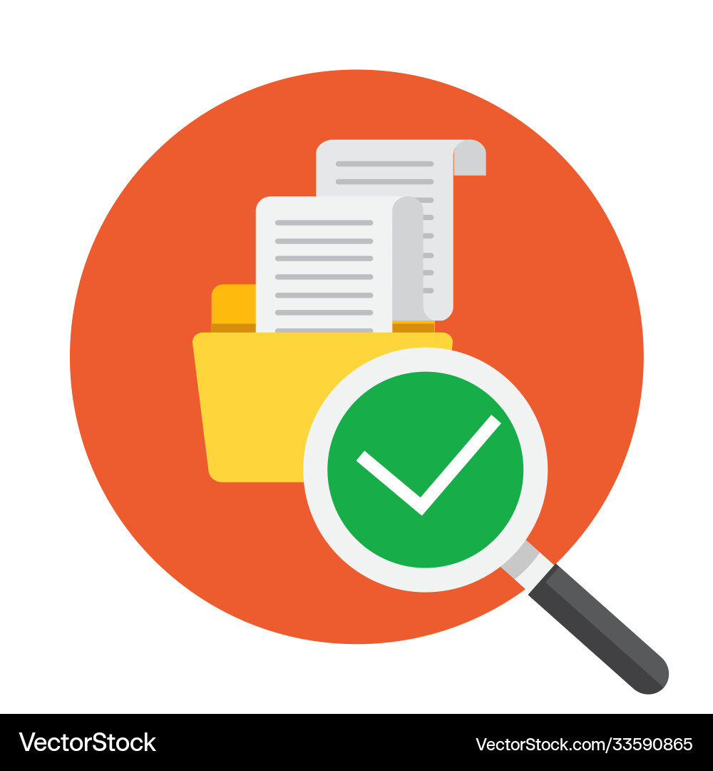 File folder directory and magnifying glass tick File folder directory and magnifying glass tick vector image