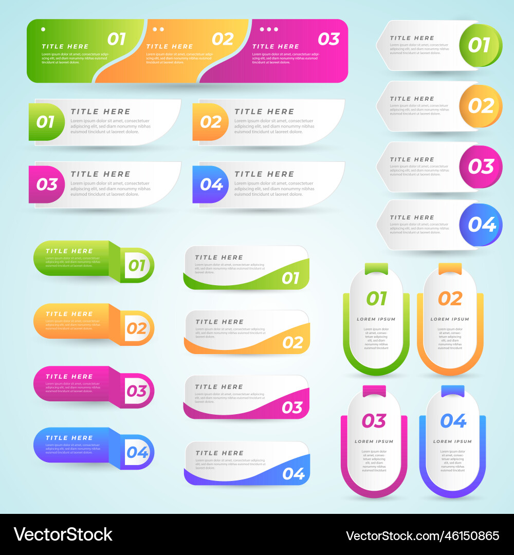 Gradient infographic element collection set Gradient infographic element collection set vector image