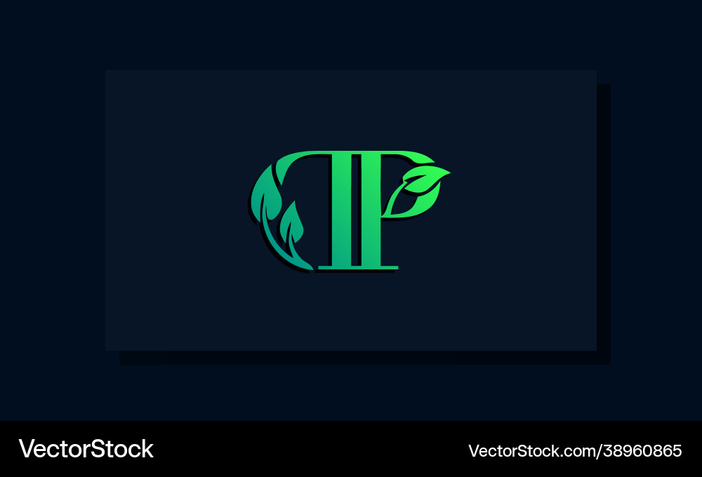 Minimal leaf style initial dp logo Vector Image