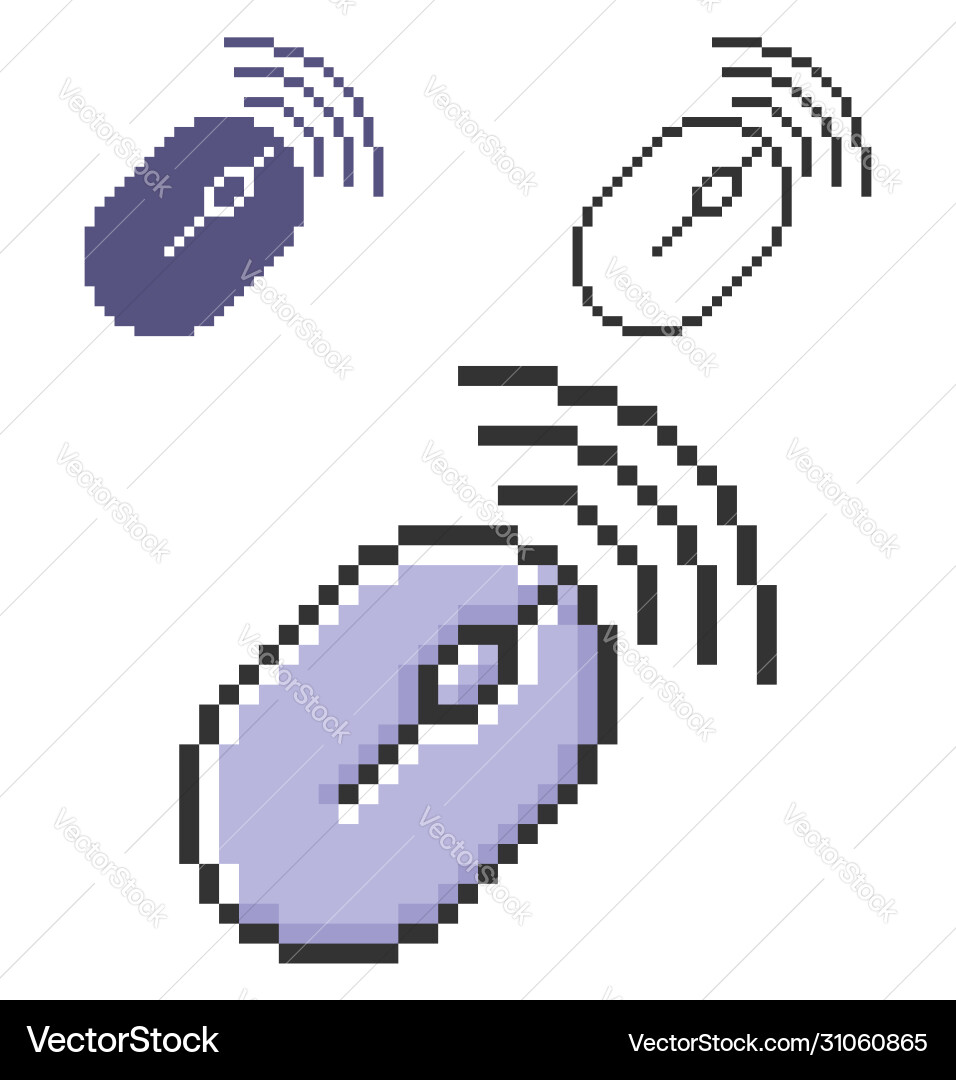 Pixel icon wireless mouse in three variants vector image