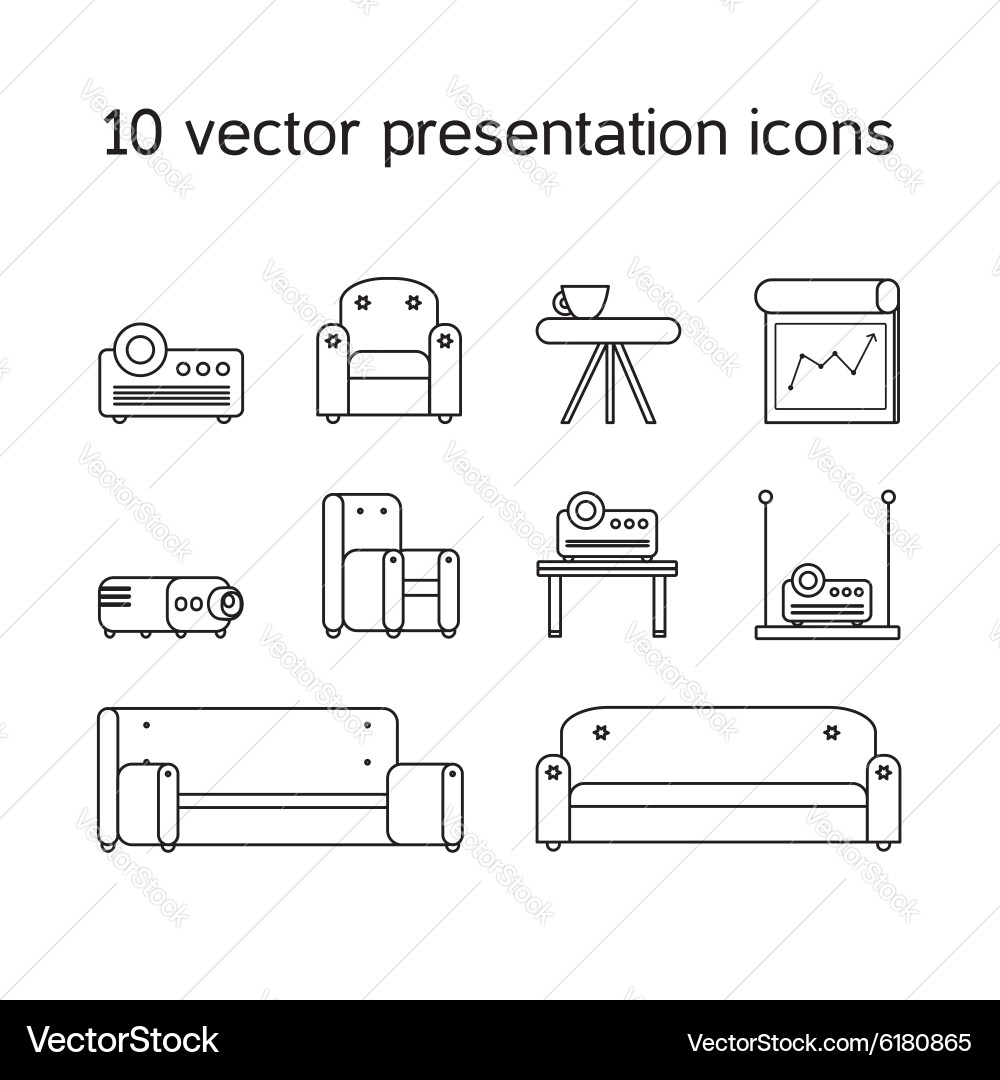 Presentation icons with projector and comfortable Vector Image