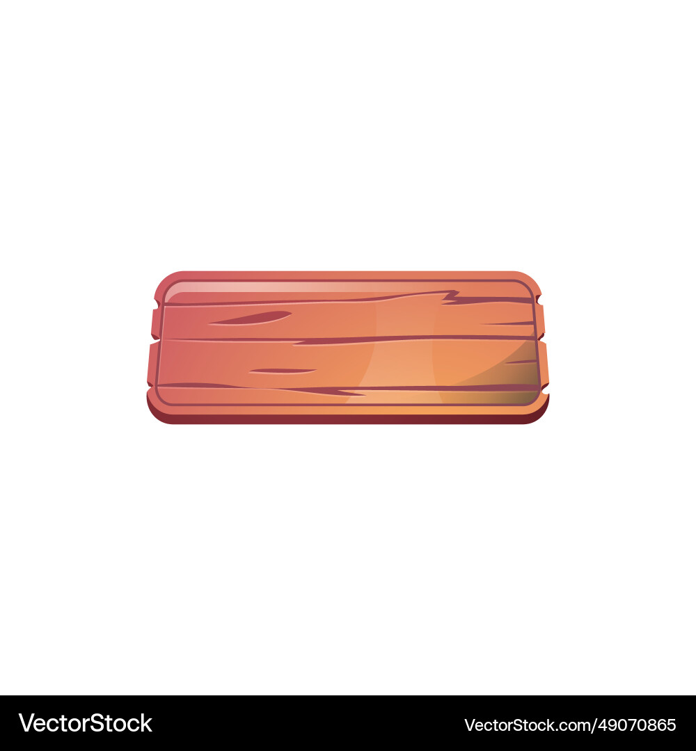 Rectangular wooden button game design ui element vector image