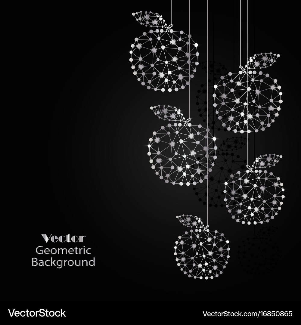 Silver apples made of connected lines and dots Vector Image