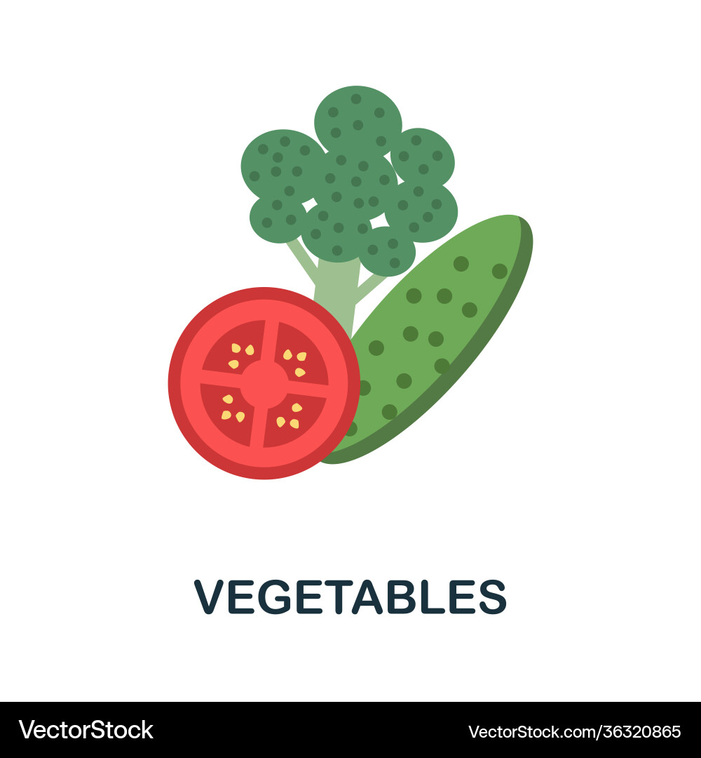 Vegetables flat icon color simple element from vector image