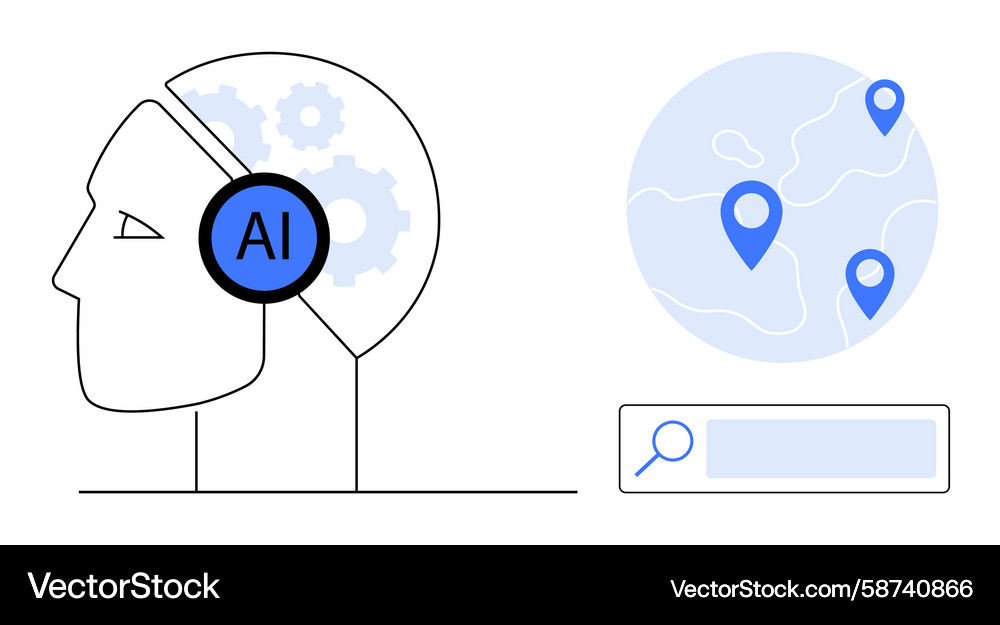Artificial intelligence in navigation with global Artificial intelligence in navigation with global Vector Image