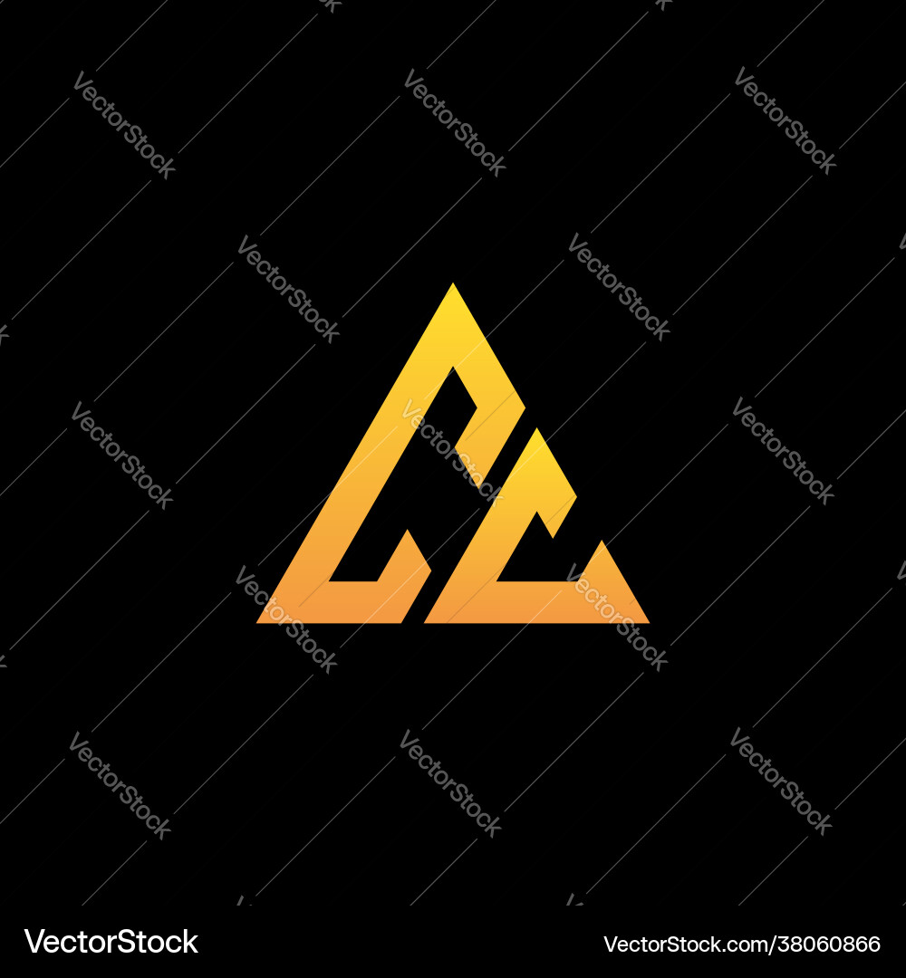 C monogram initial logo with a yellow triangle C monogram initial logo with a yellow triangle vector image