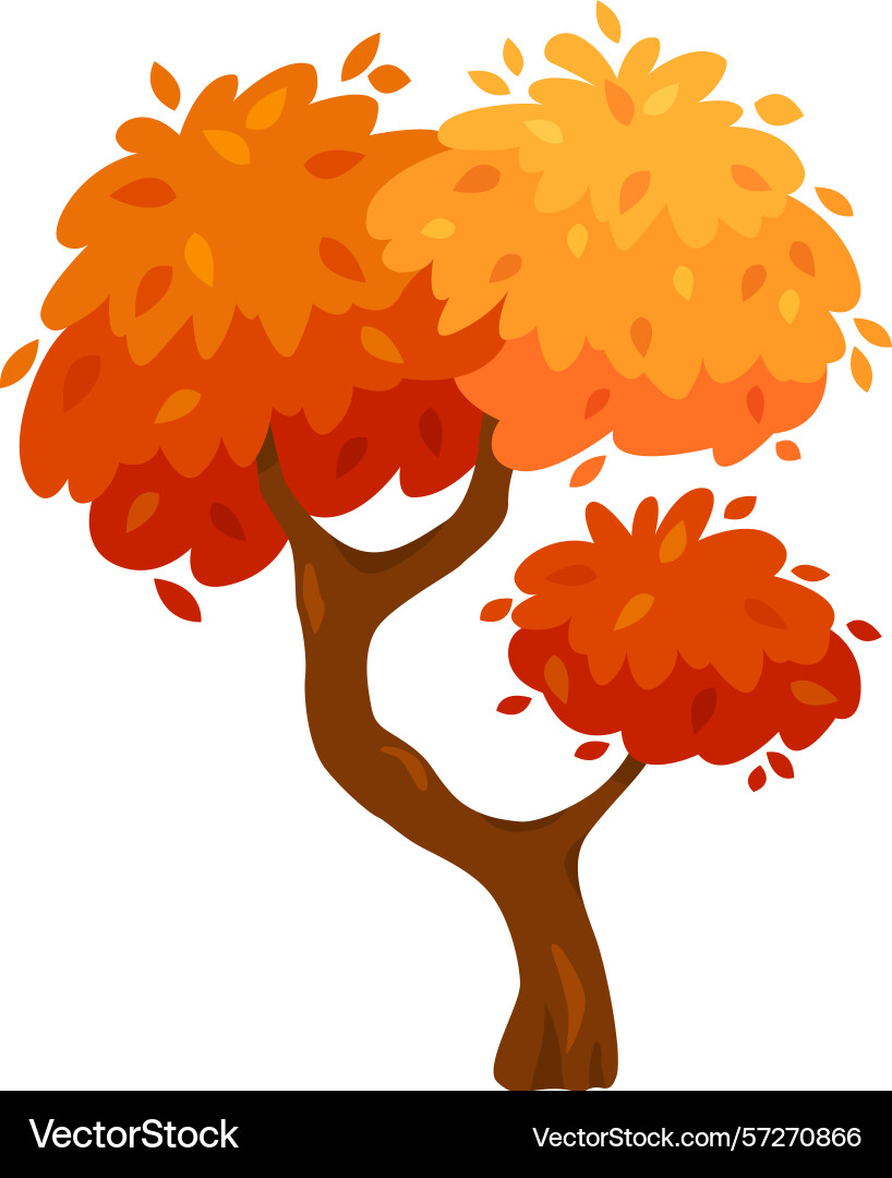 Cartoon tree with orange and red leaves falling – Royalty-Free Vector |  VectorStock, image size:818x1080