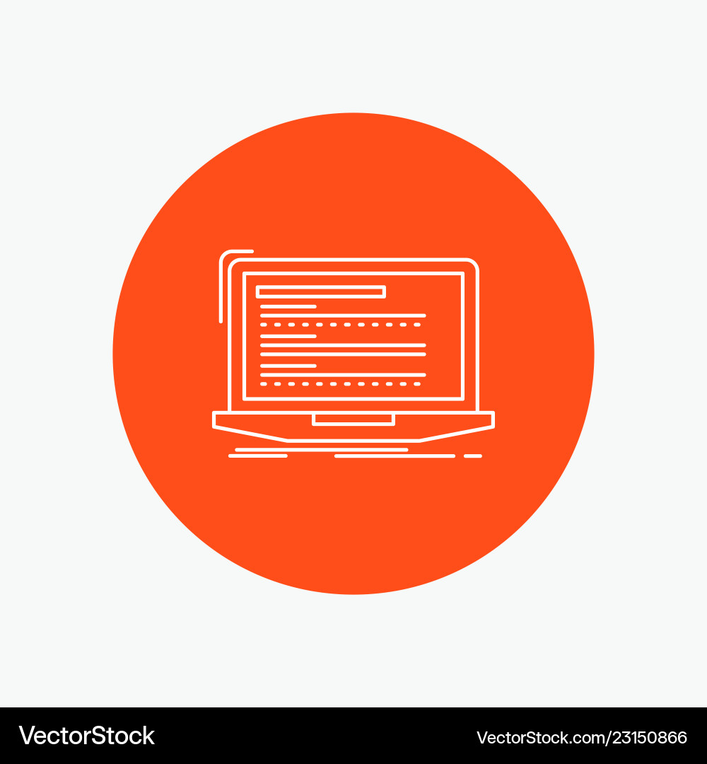 Code coding computer monoblock laptop white line Code coding computer monoblock laptop white line vector image