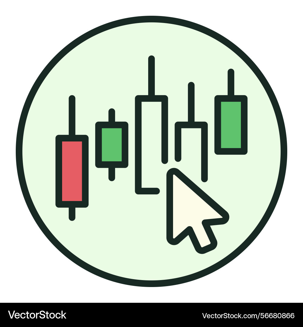 Computer mouse click on candlestick chart stock Vector Image