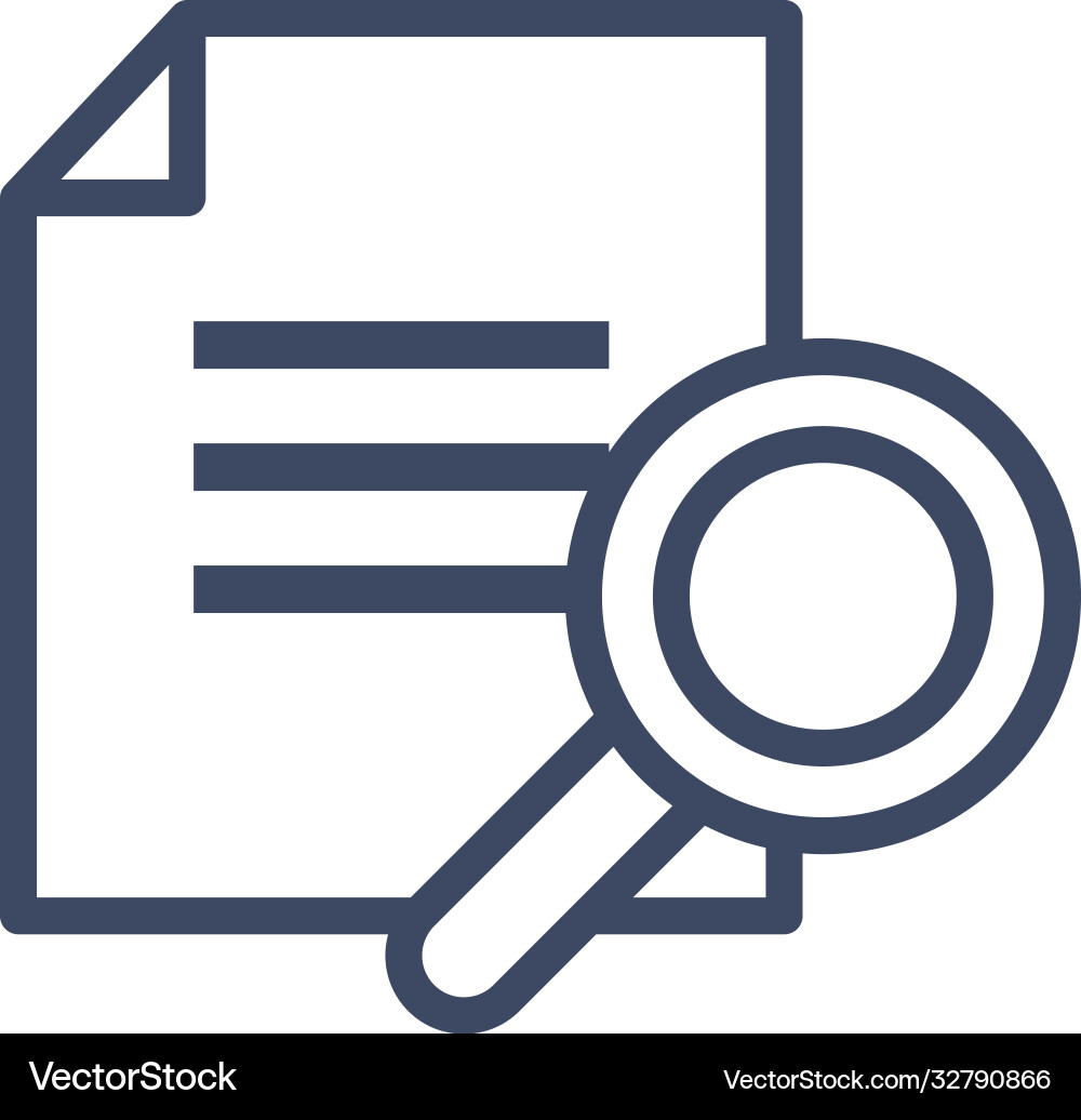 Document paper with lupe line style icon vector image
