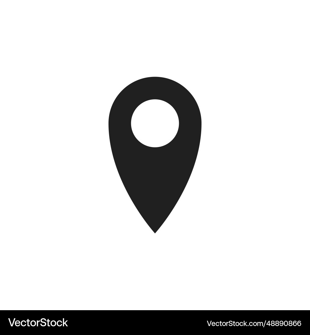 Flat black pointer of location icon on background Vector Image