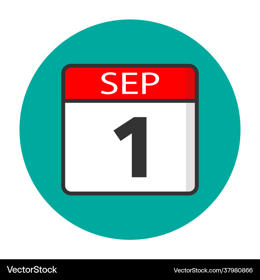 Flat calendar icon simple with date 1 Flat calendar icon simple with date 1 Vector Image