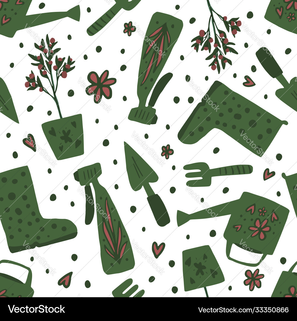 Isolated seamless pattern with garden tools Isolated seamless pattern with garden tools vector image