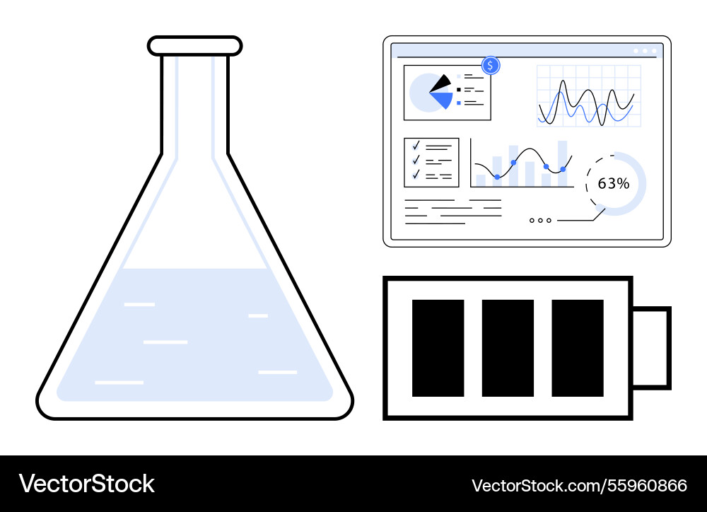 Laboratory flask data analytics dashboard vector image