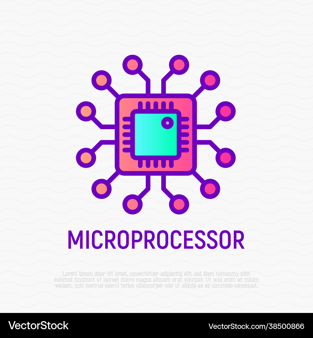 Microprocessor thin line icon modern Microprocessor thin line icon modern vector image