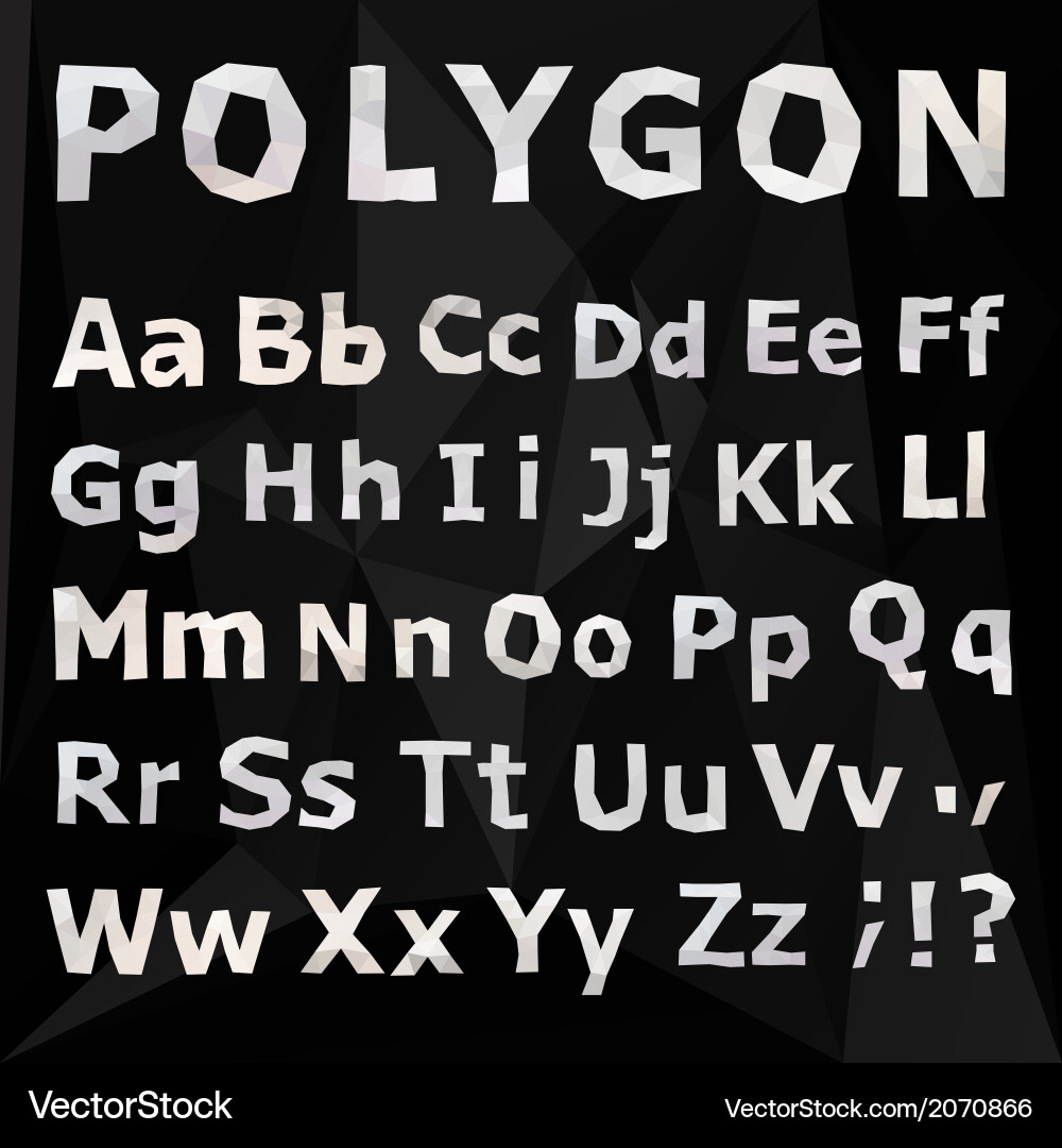 Polygonal Alphabet Font Set vector image
