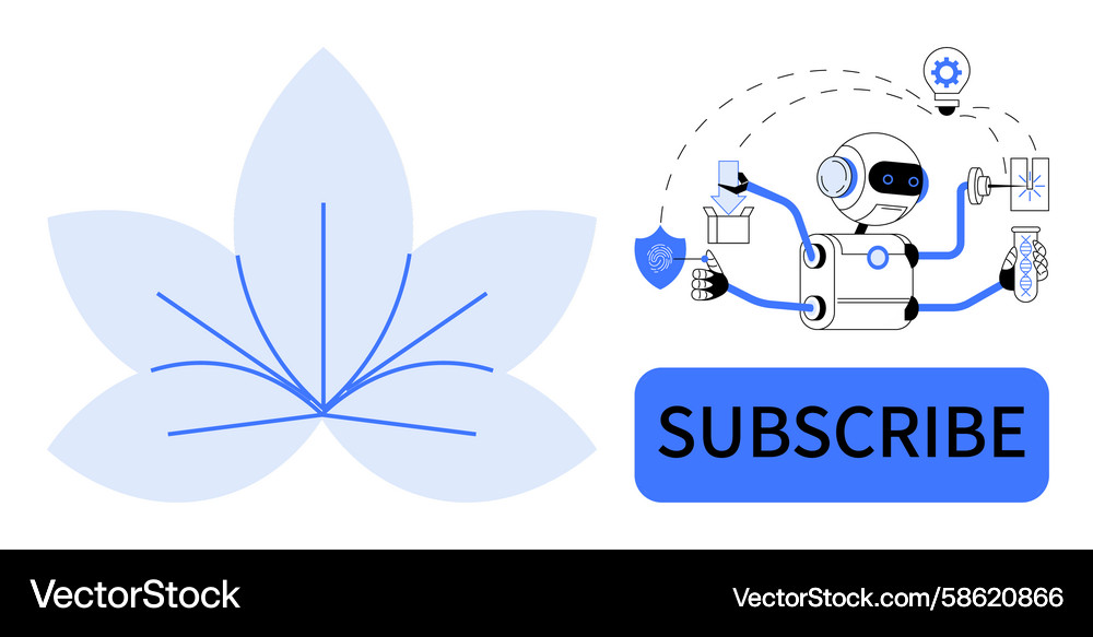 Robot with Subscription CTA Vector Image
