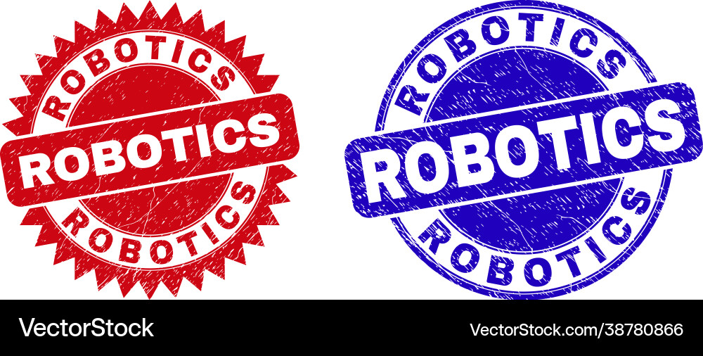 Robotics rounded and rosette watermarks Vector Image
