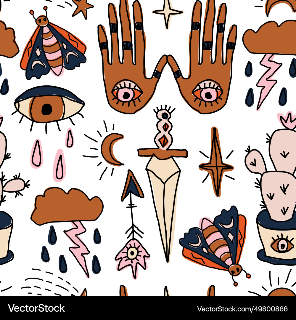 Seamless pattern with magic elements Vector Image