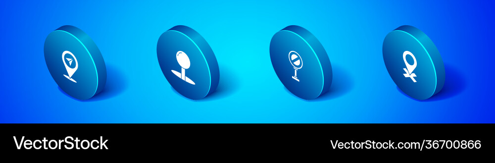 Set isometric location stop sign and push pin Set isometric location stop sign and push pin vector image