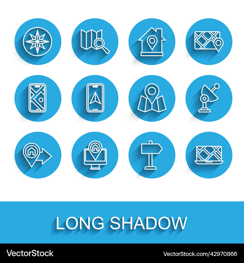 Set line location with house monitor map Set line location with house monitor map vector image