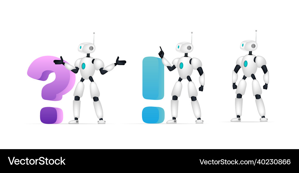 Set of white robots for applications chatbots Set of white robots for applications chatbots vector image