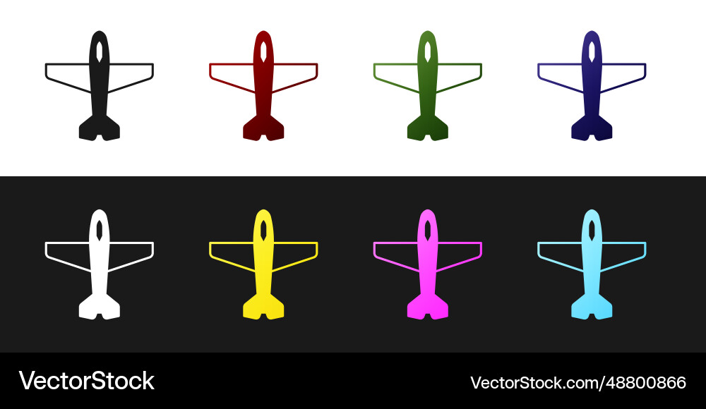 Set plane icon isolated on black and white Set plane icon isolated on black and white vector image