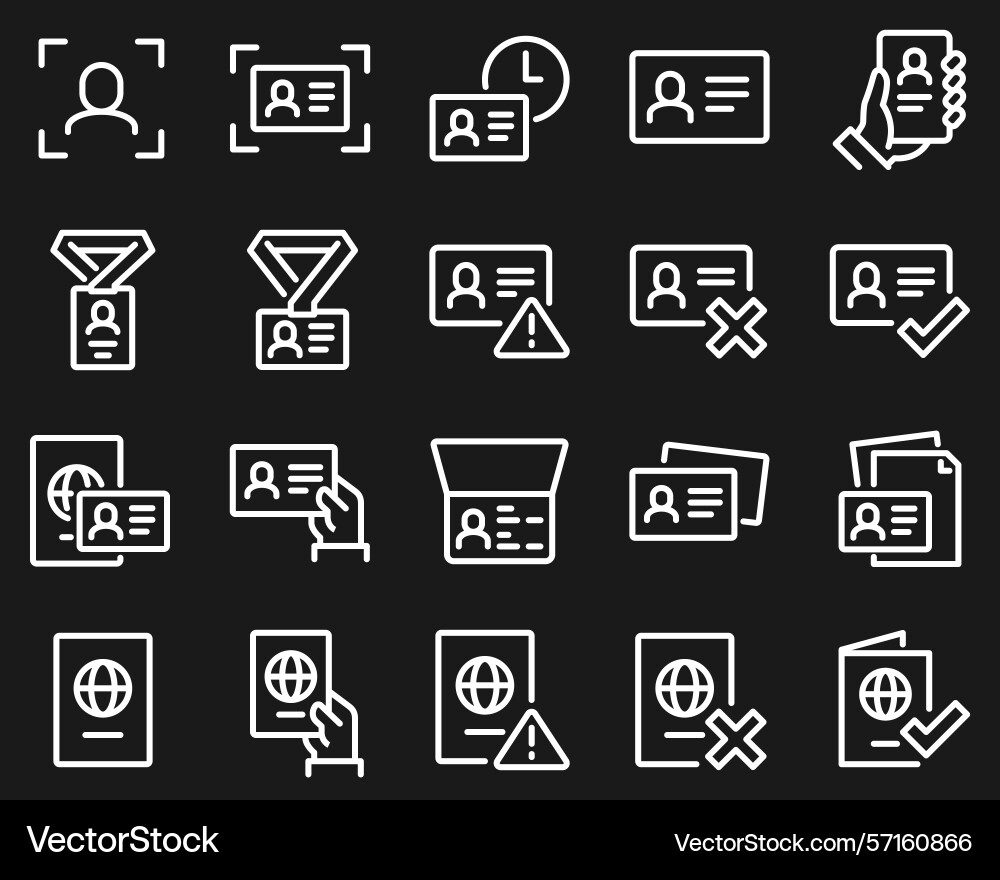 Simple set of id and verification related line Simple set of id and verification related line vector image