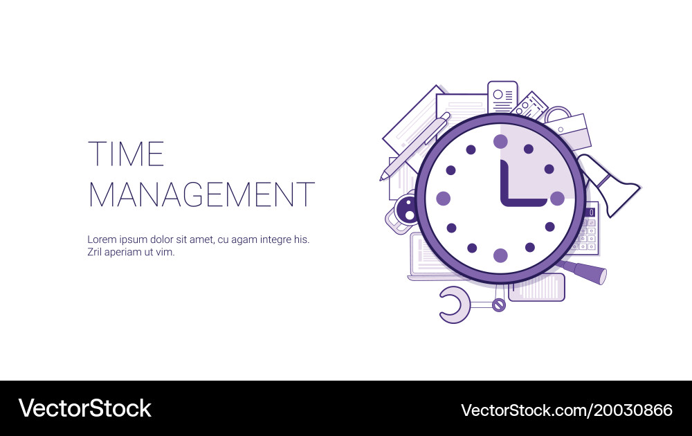 Time management web banner with copy space Vector Image